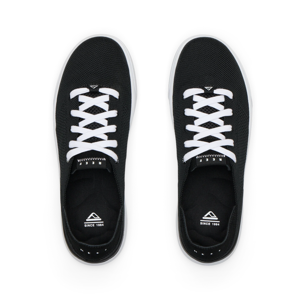 Top view of black Neptune HT men's sneakers with white laces, showing breathable mesh upper and cushioned insoles.