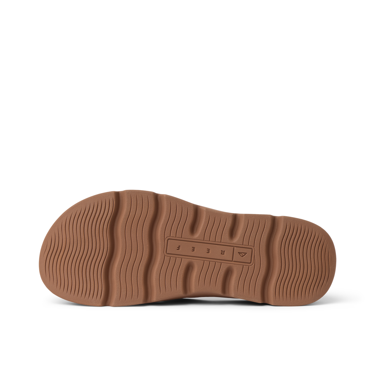 Vista Luxe Vivianahh women's footwear showing the brown outsole facing up with embossed REEF logo for comfort and durability