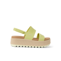 Water Vista Higher women's sandal facing left, lime sherbert color with thick cushioned platform sole for beach comfort.